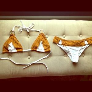 White brown lace bikini